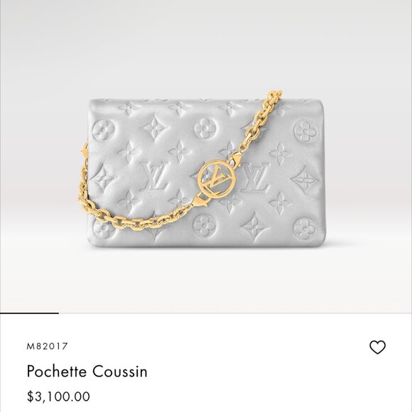 Louis Vuitton Pochette Cousin Handbag, Silver with gold chain - Picture 8 of 8